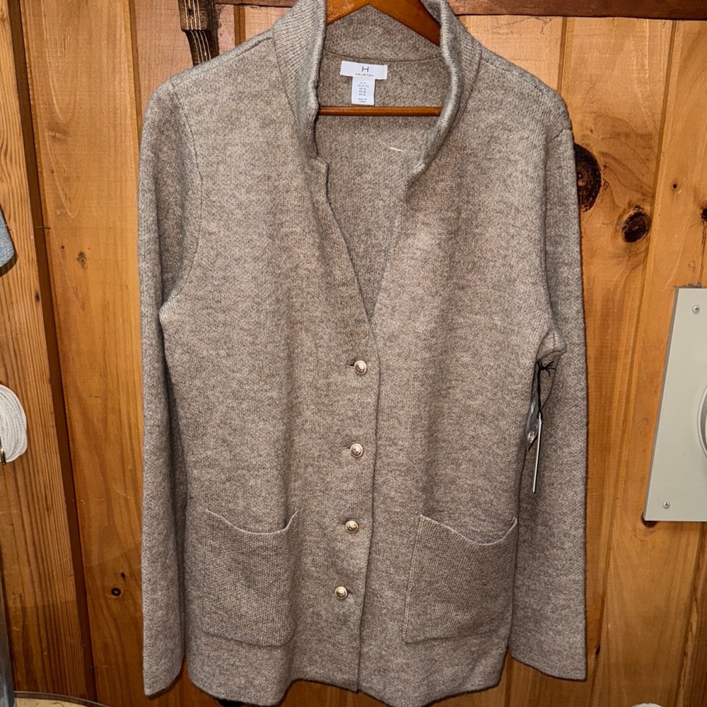 H by Halston Beige Cardigan Sweater